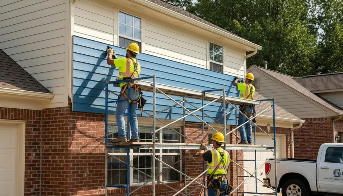 Vinyl siding installation by Kansas City, MO siding contractors
